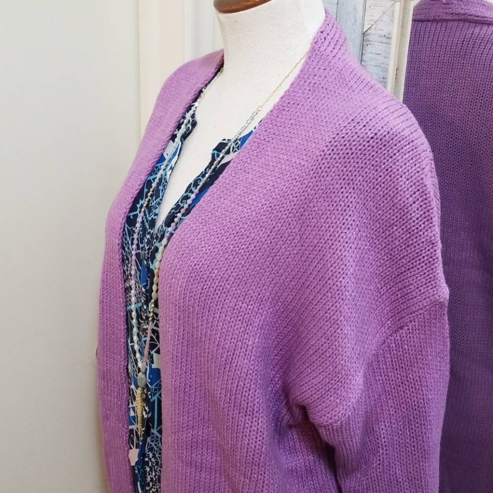 SHEIN Lilac Purple Open Cardi Knit Sweater S - Picture 6 of 8